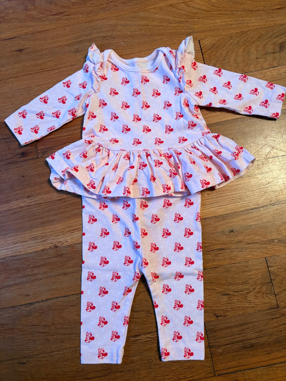 Disney Baby Pink Romper with Red Minnie Heads
